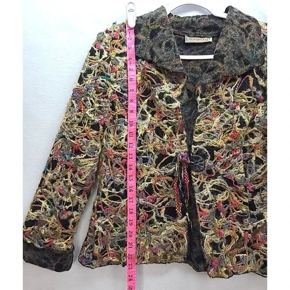 Vtg CANVASBACKS Blazer‎ Wool Boho Avant Garde Abstract Mohair Wearable Art sz 8 - Picture 7 of 11